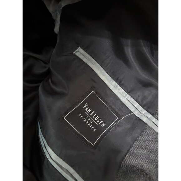 Van Heusen Mens Blazer Jacket Size 44R Gray Herringbone 2 Button Sport Coat - Picture 4 of 6